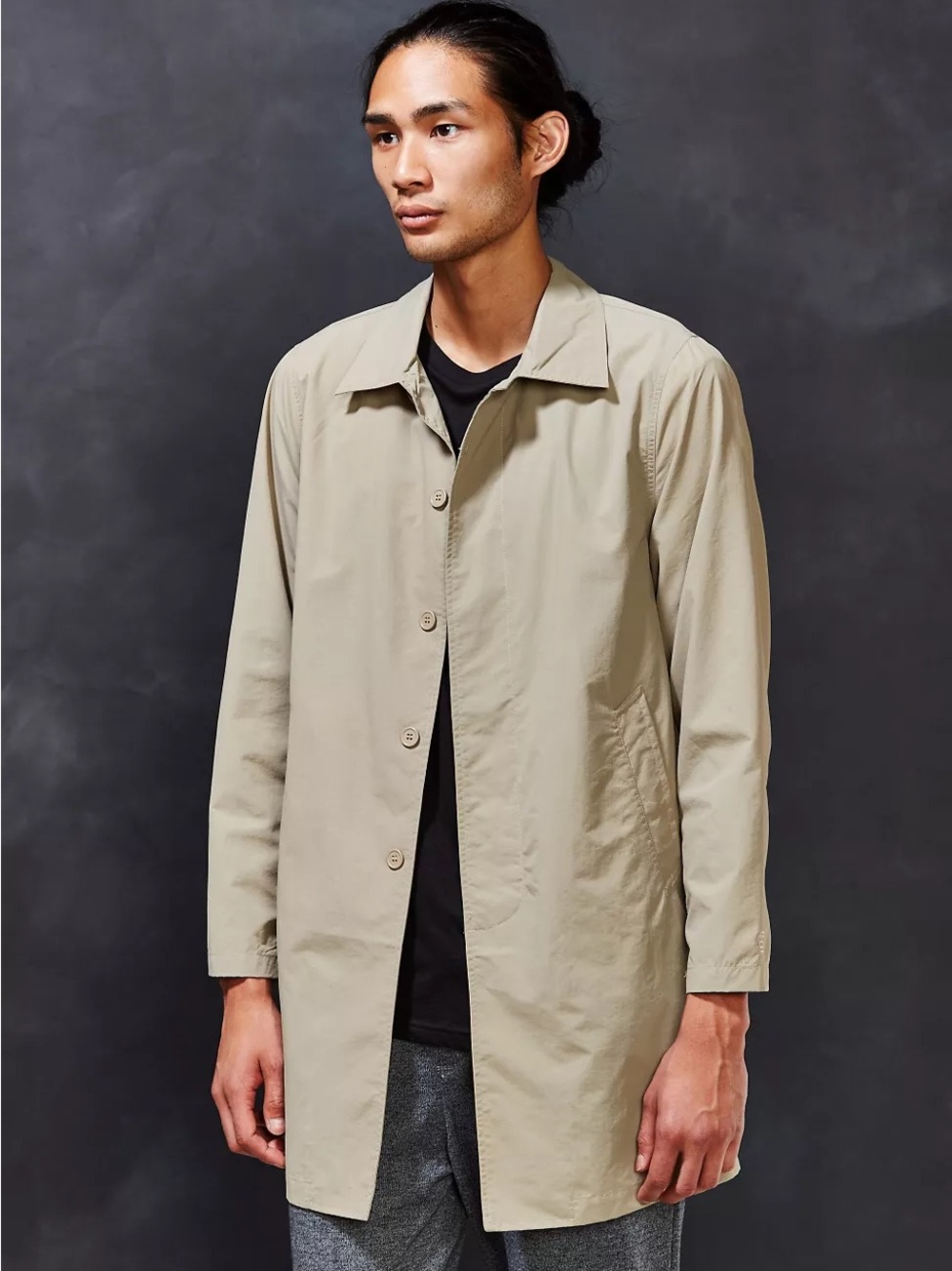 Stussy size M men’s khaki tan nylon trench coat streetwear